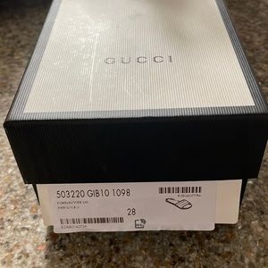 Toddler slides,brand new with Gucci Pouch for storage. Size 10. 213-338-0588